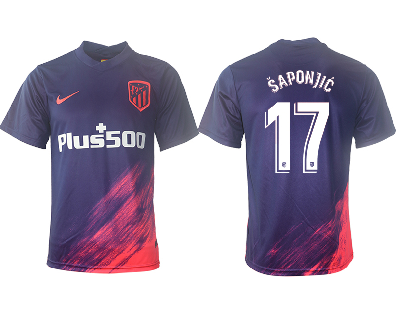 Men 2021-2022 Club Atletico Madrid away aaa version purple #17 Soccer Jersey
